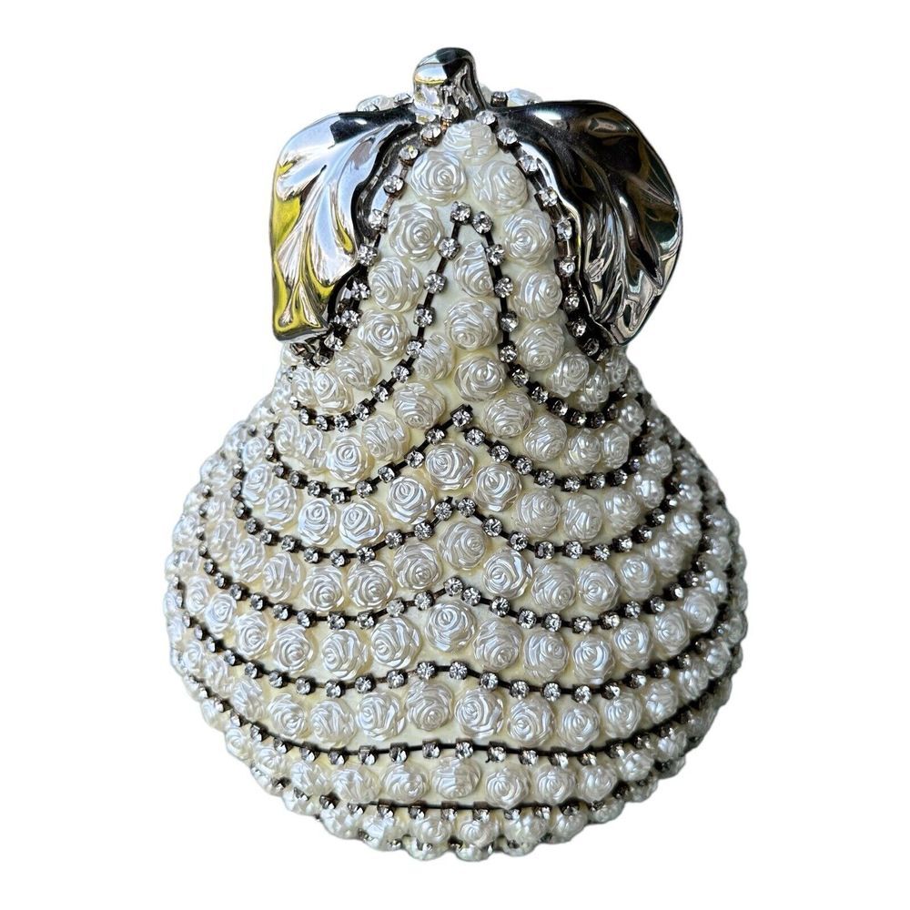 Auerbach Pear Mercer41 Figurine 8.25 Inch Handcrafted Ceramic Rhinestone Crystal